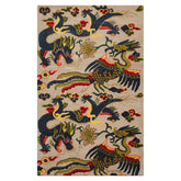 Multi Size Cream Teal Lime Color Hand Tufted Pictorial Wool Transitional Oriental Rug
